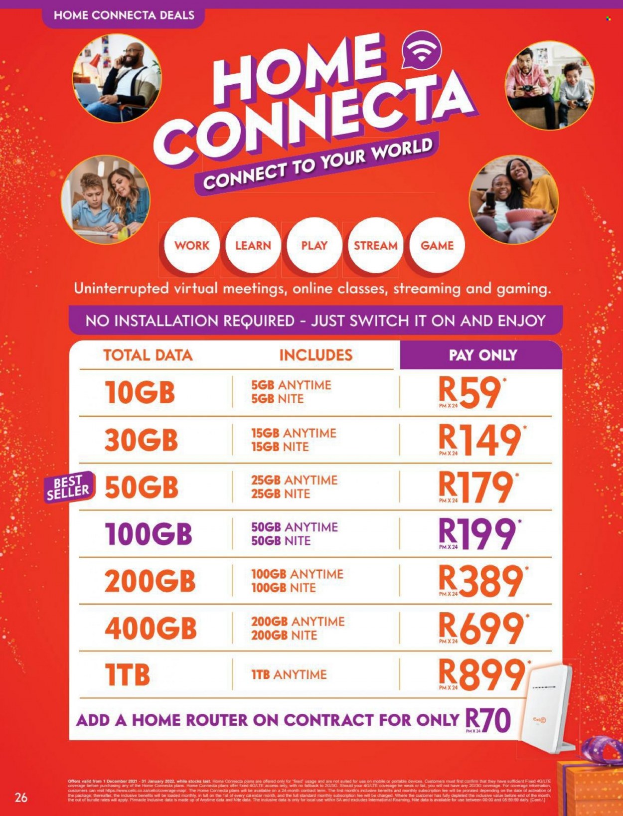 Cell C catalogue  - 01/12/2021 - 31/01/2022 - Sales products - router. Page 26.