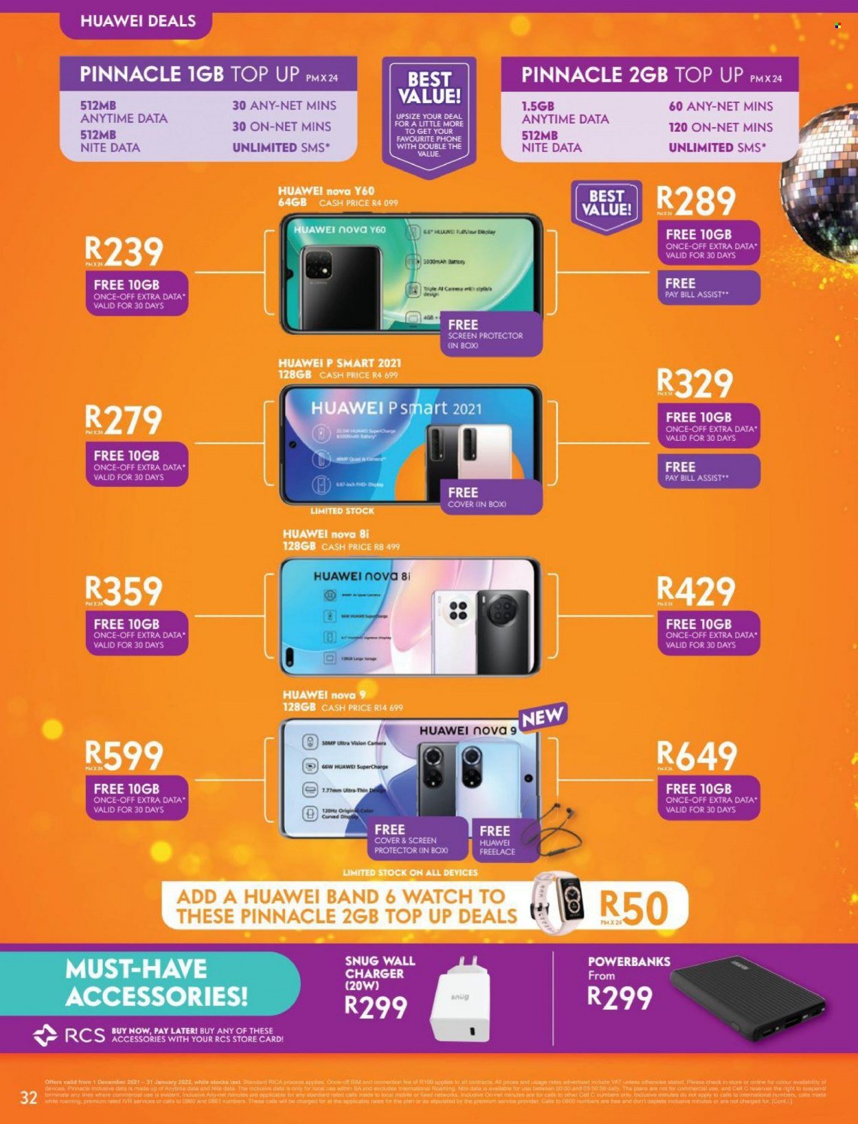 Cell C catalogue  - 01/12/2021 - 31/01/2022 - Sales products - Huawei, phone, Huawei Nova. Page 32.