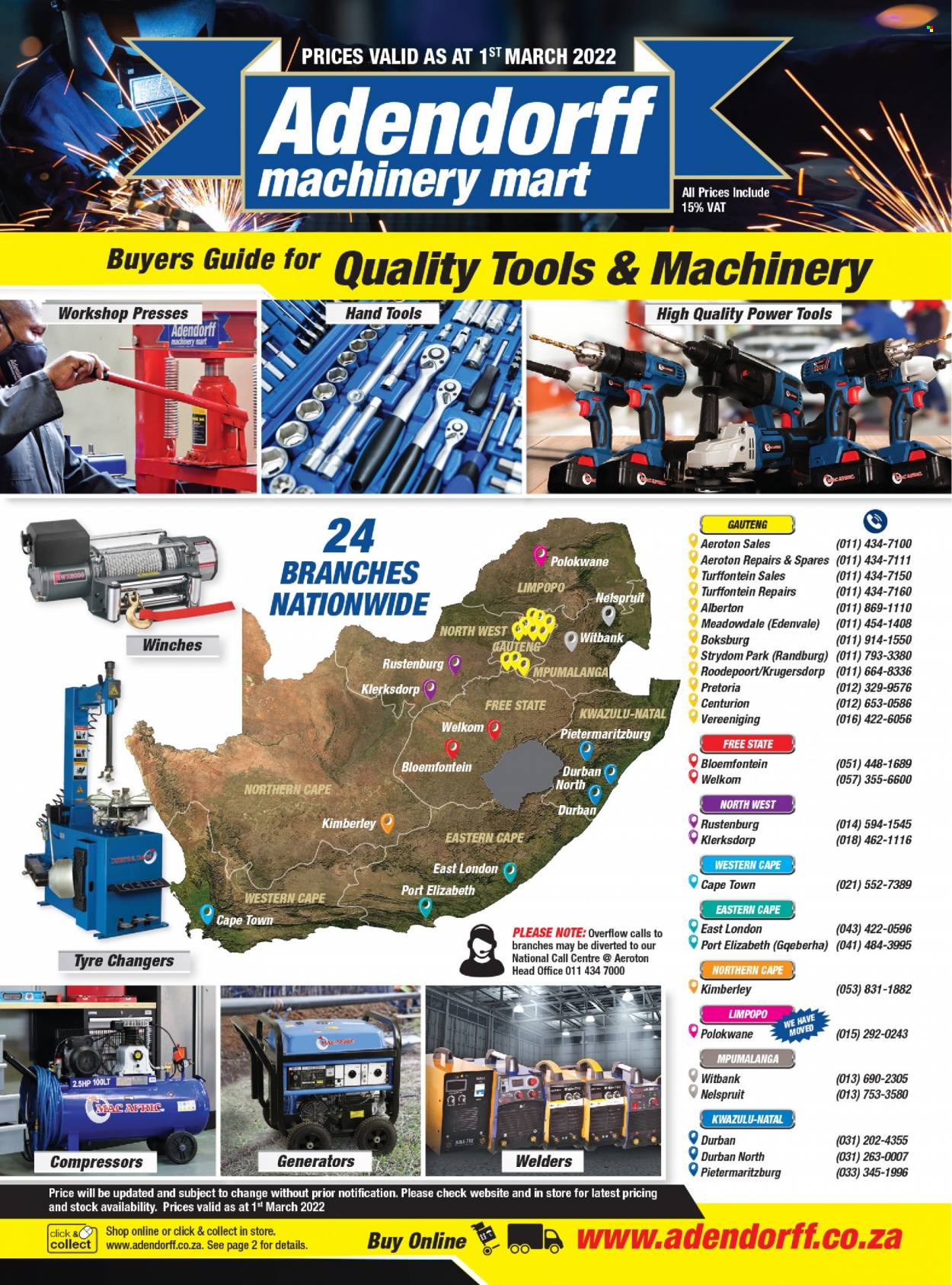 Adendorff Machinery Mart catalogue  - Sales products - power tools, hand tools. Page 1.
