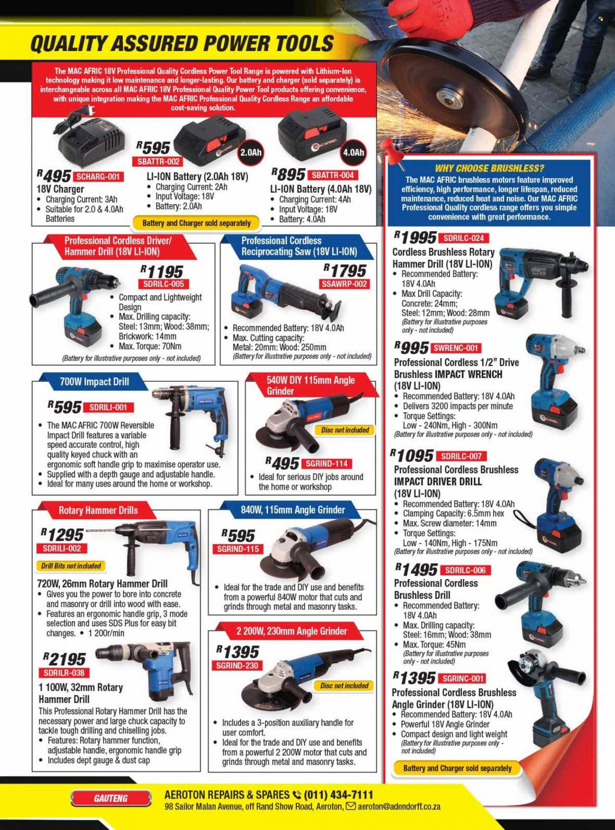 Adendorff Machinery Mart catalogue  - Sales products - impact driver, grinder, saw, angle grinder, reciprocating saw. Page 5.