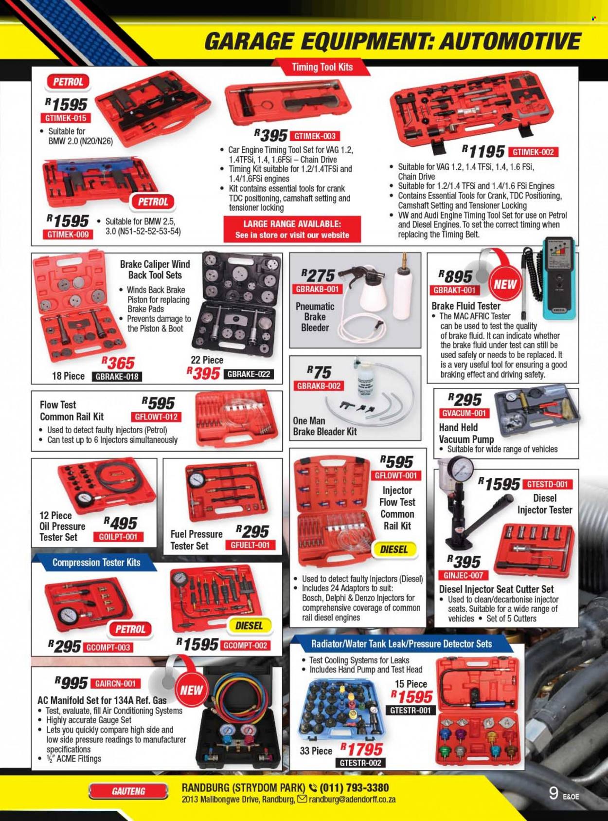 Adendorff Machinery Mart catalogue  - Sales products - tank, cutter set, tool set, cutter, brake pad. Page 11.