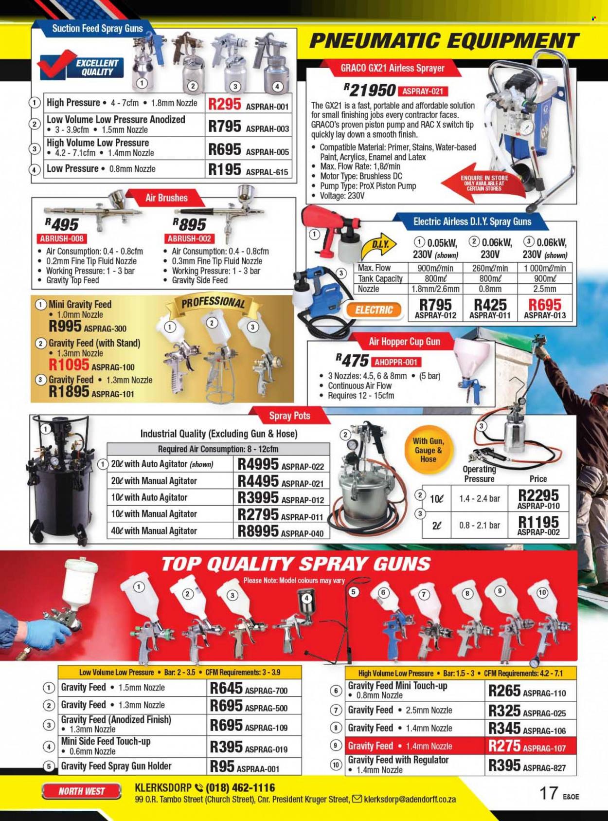 Adendorff Machinery Mart catalogue  - Sales products - tank, spray gun. Page 19.