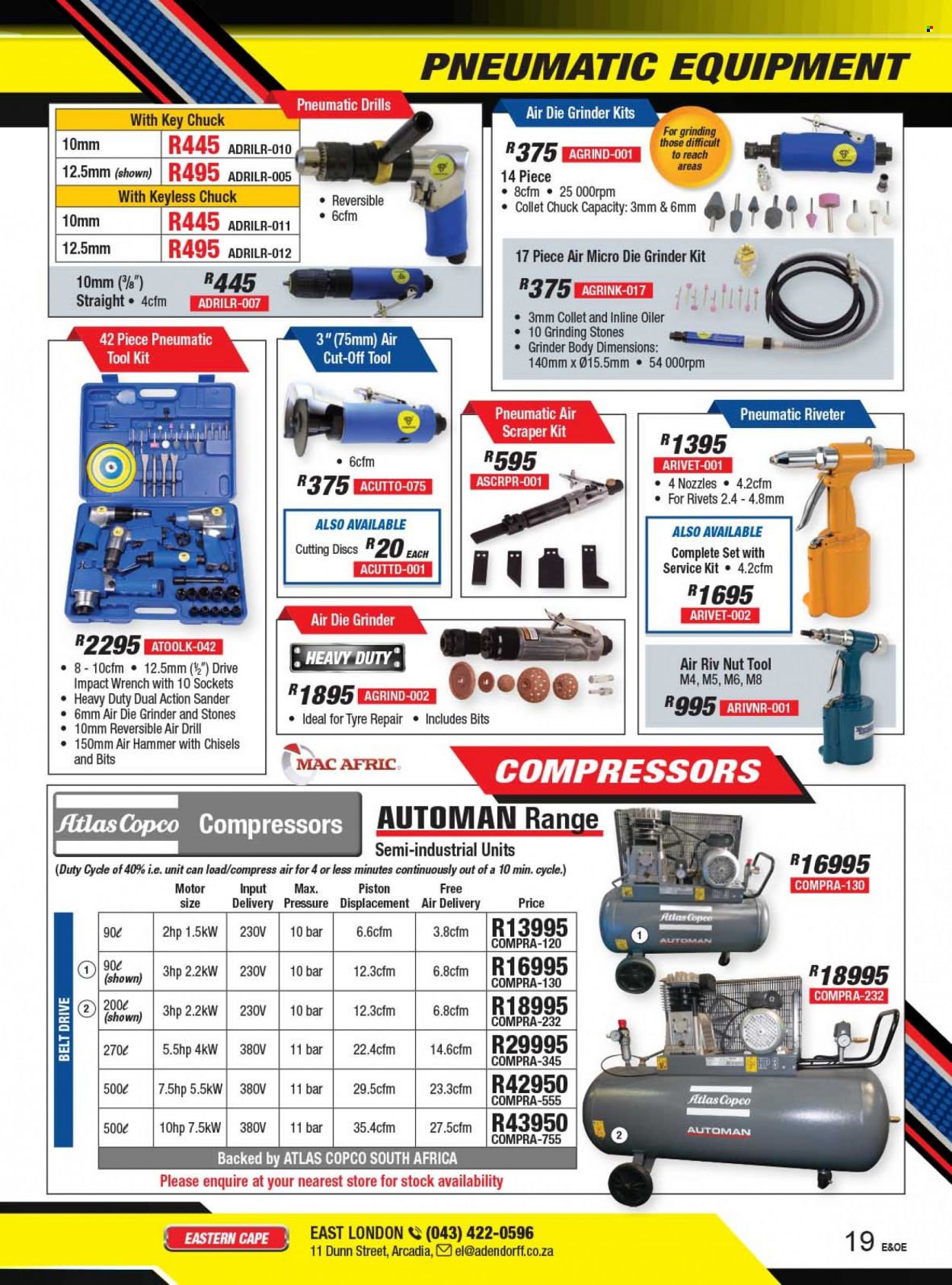 Adendorff Machinery Mart catalogue  - Sales products - drill, hammer, grinder, tool set. Page 21.