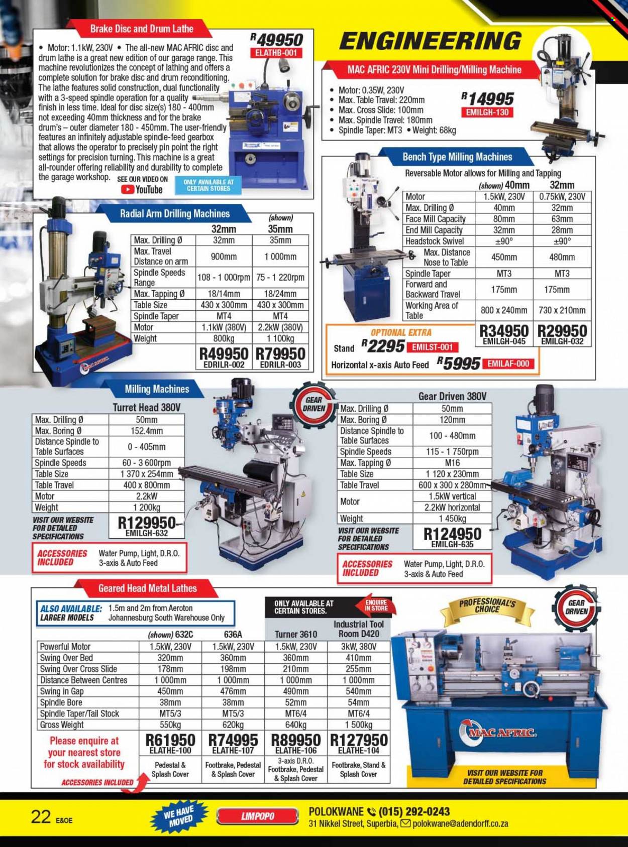 Adendorff Machinery Mart catalogue  - Sales products - table, brake drums. Page 24.