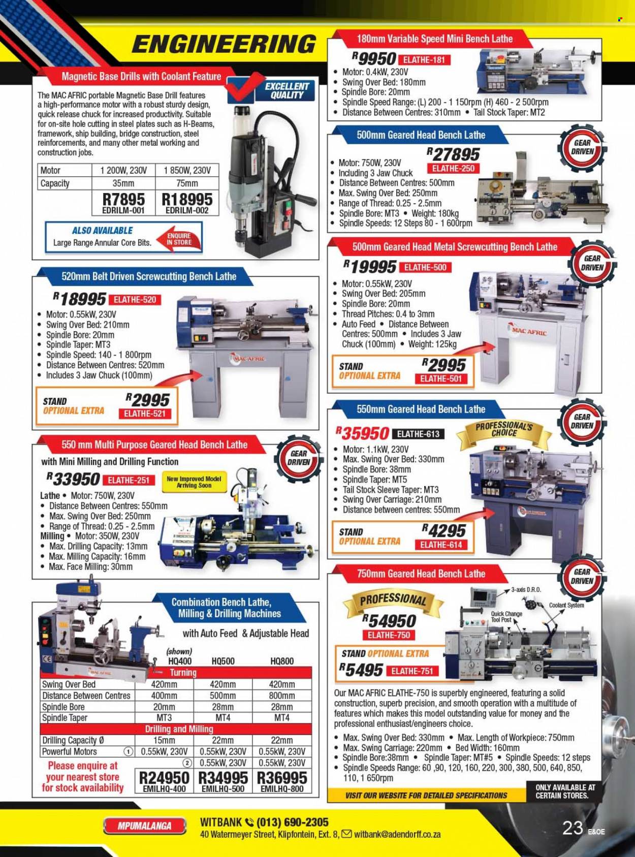 Adendorff Machinery Mart catalogue  - Sales products - drill, belt. Page 25.