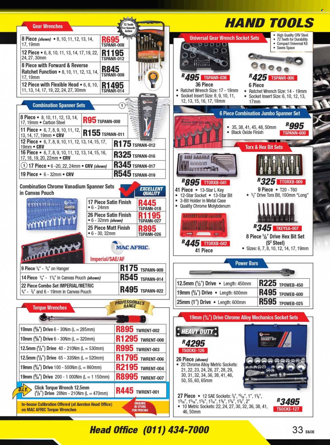 Adendorff Machinery Mart catalogue  - Sales products - wrench, socket set, spanner, torque wrench, hand tools. Page 35.