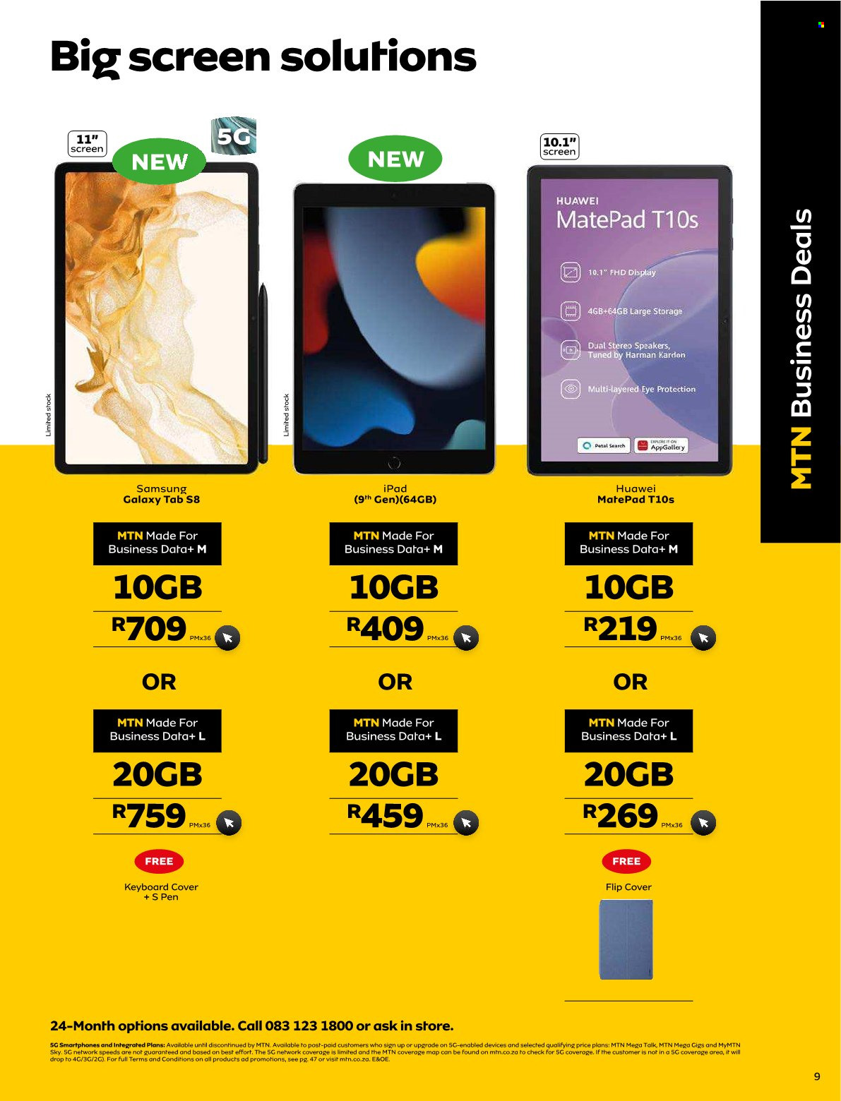 MTN catalogue  - 01/05/2022 - 31/05/2022 - Sales products - Huawei, iPad, Samsung Galaxy, Samsung Galaxy Tab, Samsung, keyboard. Page 9.