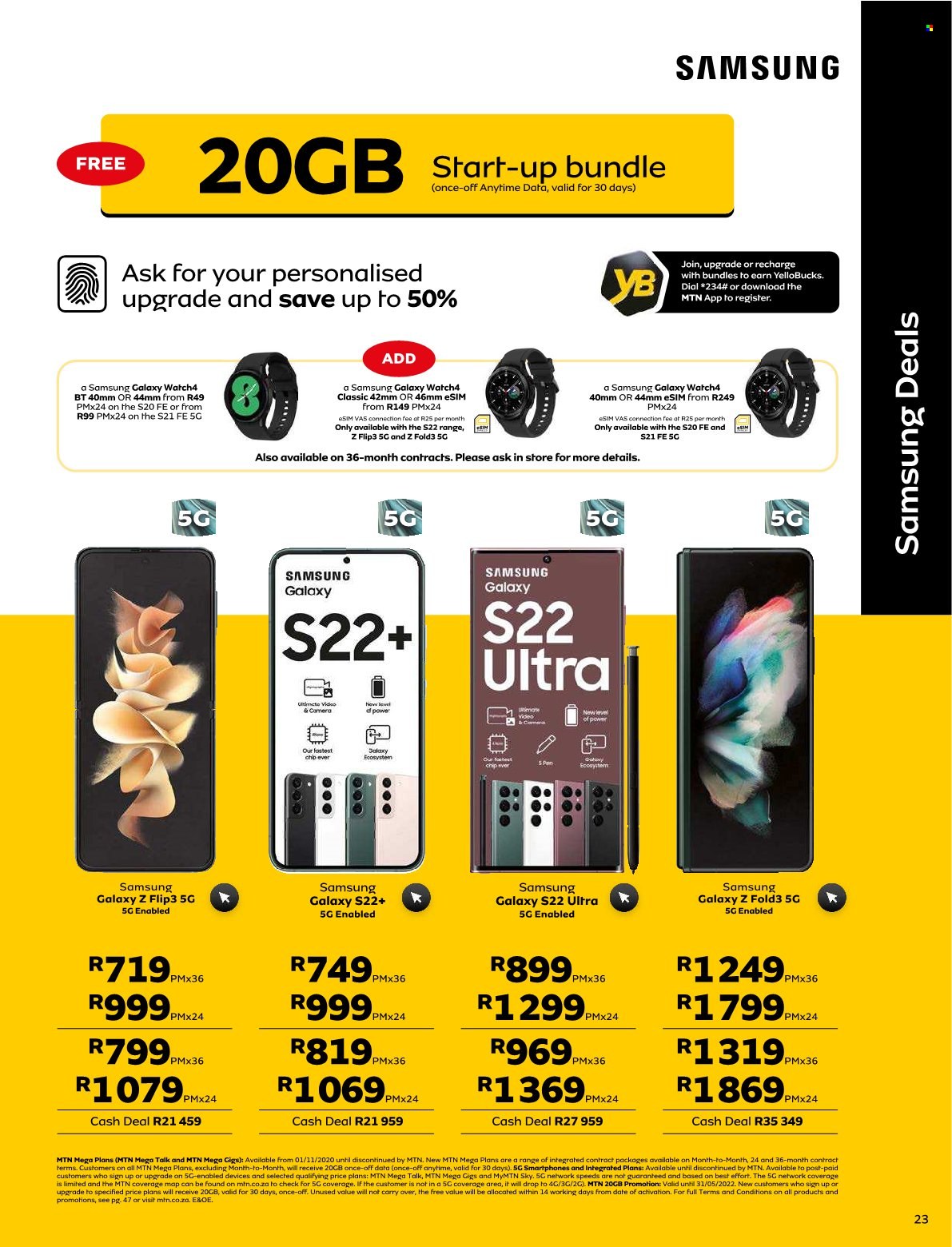 MTN catalogue  - 01/05/2022 - 31/05/2022 - Sales products - Samsung Galaxy, Samsung. Page 23.