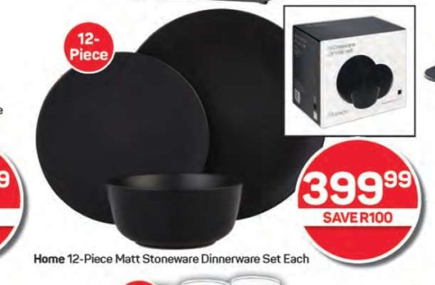 Home 12-Piece Matt Stoneware Dinnerware Set Each