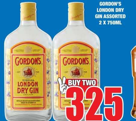 GORDON’S London Dry Gin Assorted 2 x 750ml