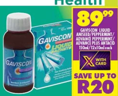 Gaviscon Liquid Aniseed/Peppermint/Advance Peppermint/Advance Plus Antacid