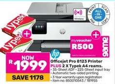 HP Officejet Pro 8123 Printer Plus 2 x Typek A4 Reams