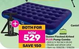 Camp Master Queen Flocked Airbed Plus Pump Combo-For Both