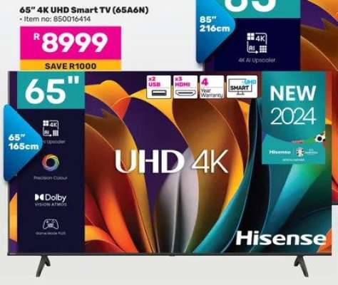 Hisense 165cm (65") 4K UHD Smart TV 65A6N