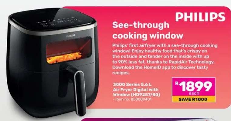 Philips 3000 Series 5.6L Air Fryer Digital With Window HD9257/80