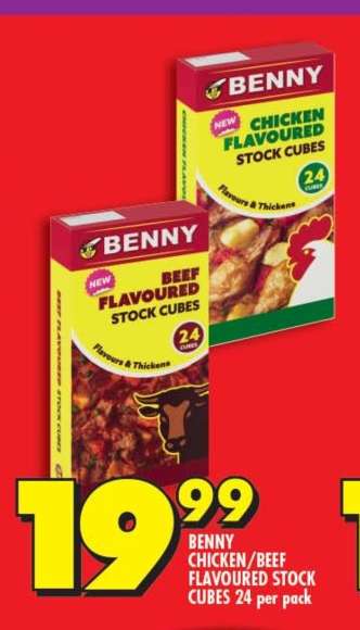 BENNY BEEF/CHICKEN FLAVOURED STOCK CUBES 24 per pack