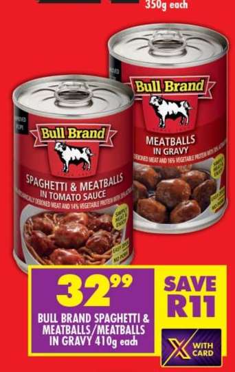 Bull Brand Spaghetti & Meatballs/Meatballs in Gravy 410g