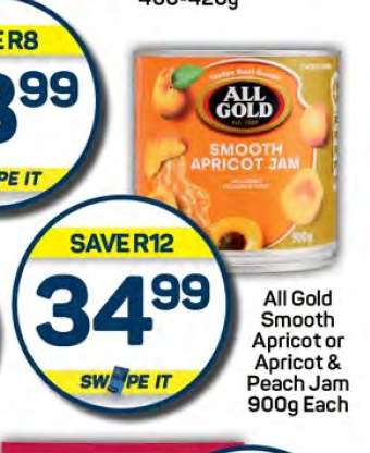 All Gold Smooth Apricot or Apricot & Peach Jam