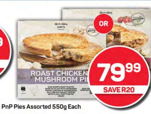 PnP Pies Assorted 550g Each