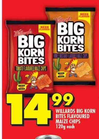 WILLARDS BIG KORN BITES FLAVOURED MAIZE CHIPS