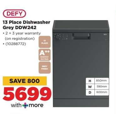 DEFY 13 Place Dishwasher Grey DDW242