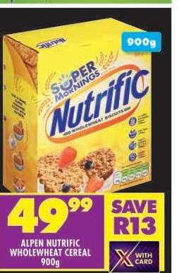 ALPEN NUTRIFIC WHOLEWHEAT CEREAL 900g