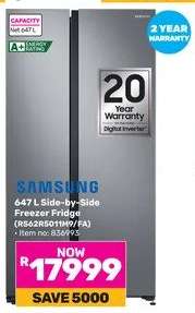 Samsung 647Ltr Side-By-Side Freezer Fridge RS62R5011M9/FA