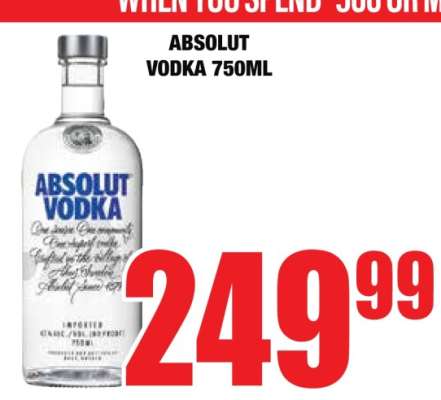 ABSOLUT VODKA 750ML