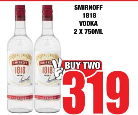 SMIRNOFF 1818 Vodka 2 x 750ml