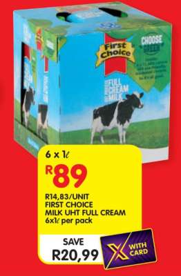 FIRST CHOICE MILK UHT FULL CREAM