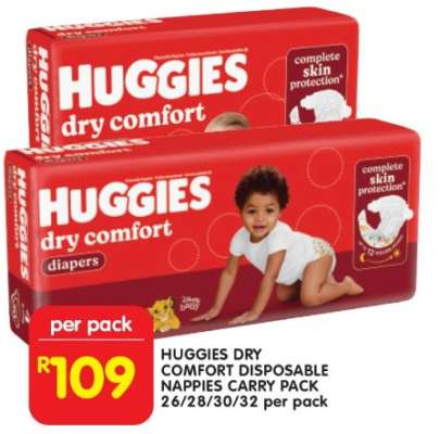 Huggies Dry Comfort Disposable Nappies Carry Pack