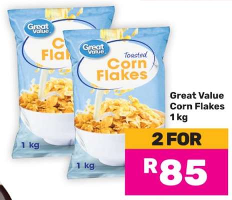 Great Value Corn Flakes-2 x 1Kg