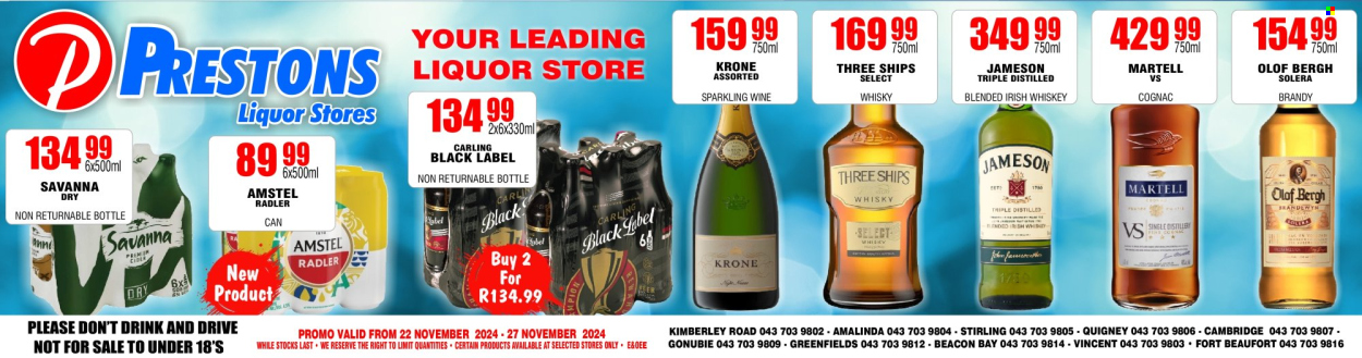 Prestons Liquor Stores specials - 22/11/2024 - 27/11/2024. Page 1