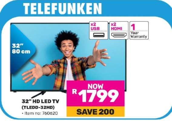 Telefunken 32"(80cm) HD LED TV TLEDD-32HD