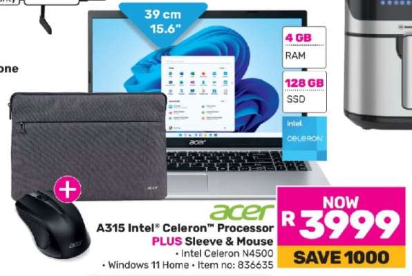 Acer A315 Intel Celeron Processor Plus Sleeve & Mouse