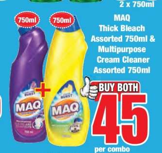 MAQ Thick Bleach Assorted 750ml & Multipurpose Cream Cleaner Assorted 750ml