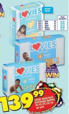 LOVIES VALUE PACK DISPOSABLE NAPPIES