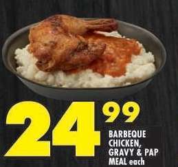 BARBEQUE CHICKEN, GRAVY & PAP MEAL each