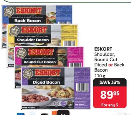 ESKORT Shoulder, Round Cut, Diced or Back Bacon