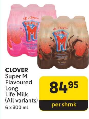 CLOVER Super M Flavoured Long Life Milk (All variants)