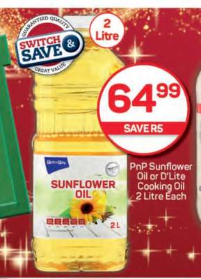 PnP Sunflower Oil or D'Lite Cooking Oil