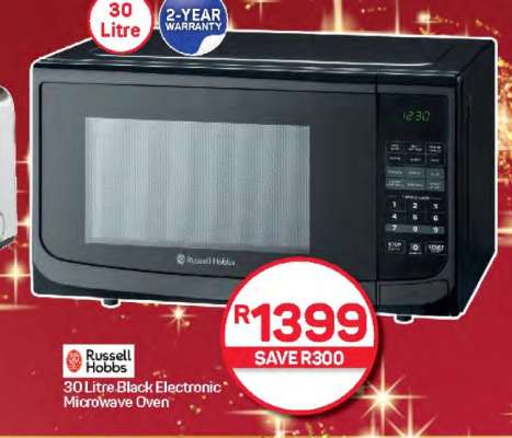 Russell Hobbs 30 Litre Black Electronic Microwave Oven