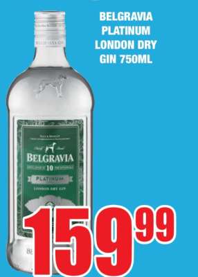 BELGRAVIA PLATINUM LONDON DRY GIN 750ML