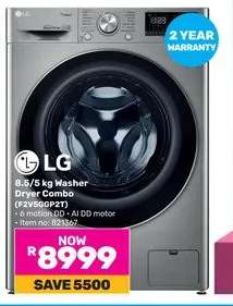 LG 8.5/5Kg Washer Dryer Combo F2V5GGP2T