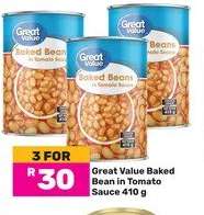 Great Value Baked Beans In Tomato Sauce-For 3 x 410g