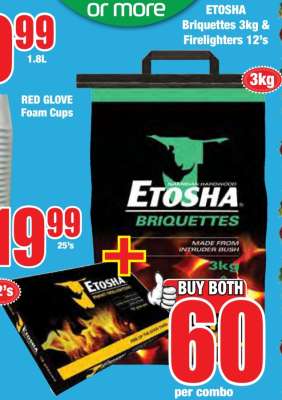 ETOSHA Briquettes 3kg & Firelighters 12's