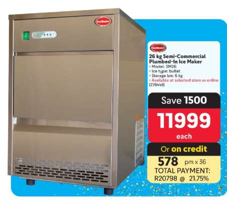 26 kg Semi-Commercial Plumbed-In Ice Maker