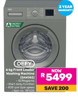 Defy 6Kg Front Loader Washing Machine DAW382