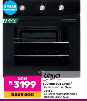 Univa 600mm Eye Level/Undercounter Oven U246B