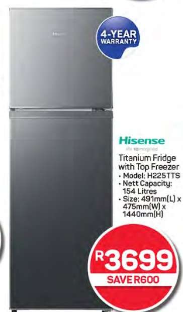 Hisense Titanium Fridge with Top Freezer